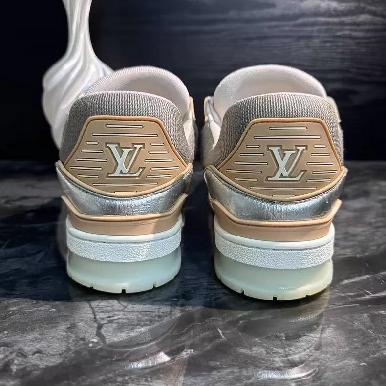 Louis Vuitton Silver Trainer Sneakers with Golden Accents-yf Size US 8.5 / EU 41-42 - 4 Thumbnail