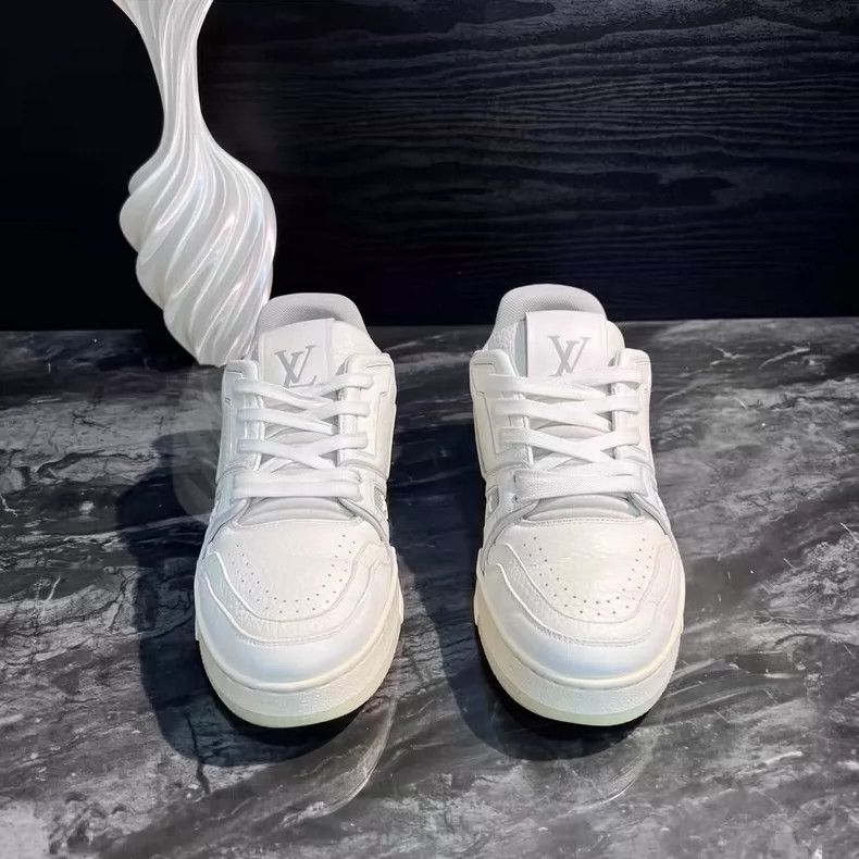 Louis Vuitton White Trainer Shoes with Cement Design-yf Size US 5.5 / EU 38 - 2 Thumbnail