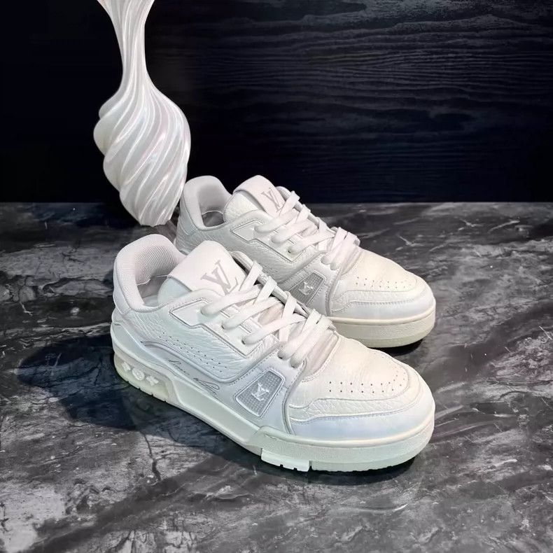 Louis Vuitton White Trainer Shoes with Cement Design-yf Size US 5.5 / EU 38 - 3 Thumbnail