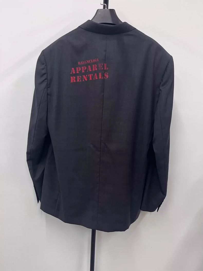 Balenciaga Balenciaga Logo Printed Double-Breasted Blazer-yf Size US M / EU 48-50 / 2 - 2 Thumbnail