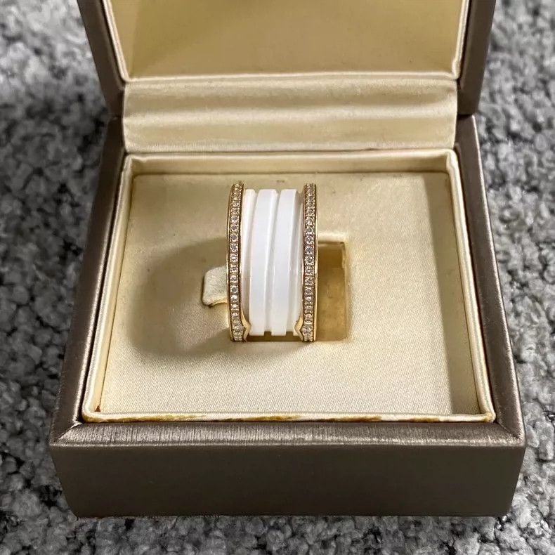 Bottega Veneta Bvlgari White Ceramic Diamond Ring-yf Size ONE SIZE - 2 Thumbnail