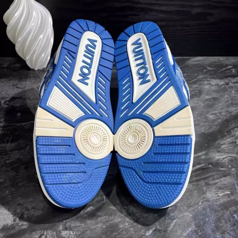 Louis Vuitton White and Blue Denim Trainer Sneakers-yf Size US 10.5 / EU 43-44 - 5 Thumbnail
