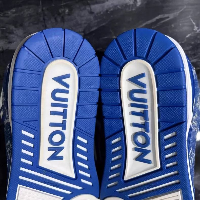 Louis Vuitton White and Blue Denim Trainer Sneakers-yf Size US 10.5 / EU 43-44 - 6 Thumbnail