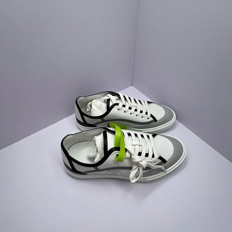 Hermes Hermes White Gray Paneled Sneakers Size 40.5-yf Size US 10.5 / EU 43-44 - 5 Thumbnail