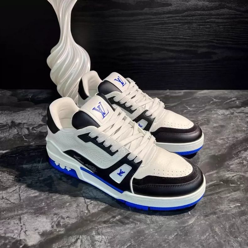 Louis Vuitton White Blue Trainer Sneakers-yf Size US 8.5 / EU 41-42 - 3 Thumbnail