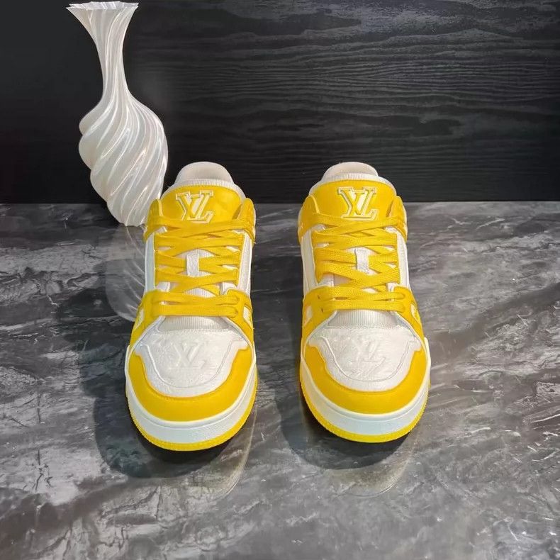 Louis Vuitton White and Yellow Trainer Sneakers-yf Size US 8 / EU 41 - 2 Thumbnail