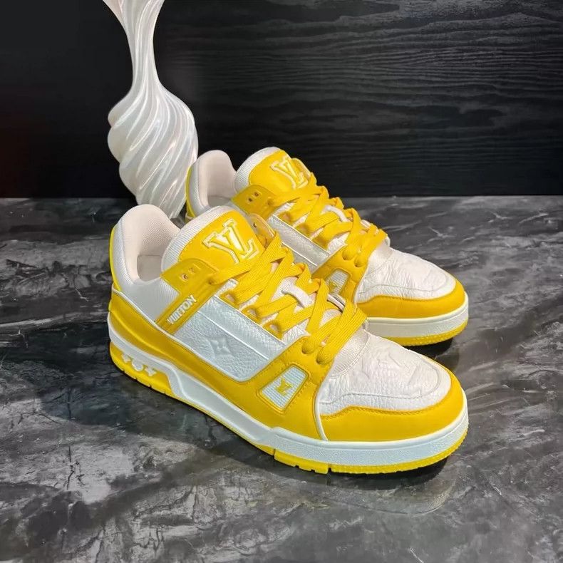 Louis Vuitton White and Yellow Trainer Sneakers-yf Size US 8 / EU 41 - 3 Thumbnail