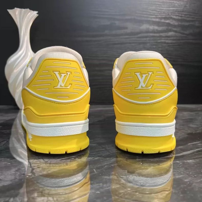 Louis Vuitton White and Yellow Trainer Sneakers-yf Size US 8 / EU 41 - 4 Thumbnail