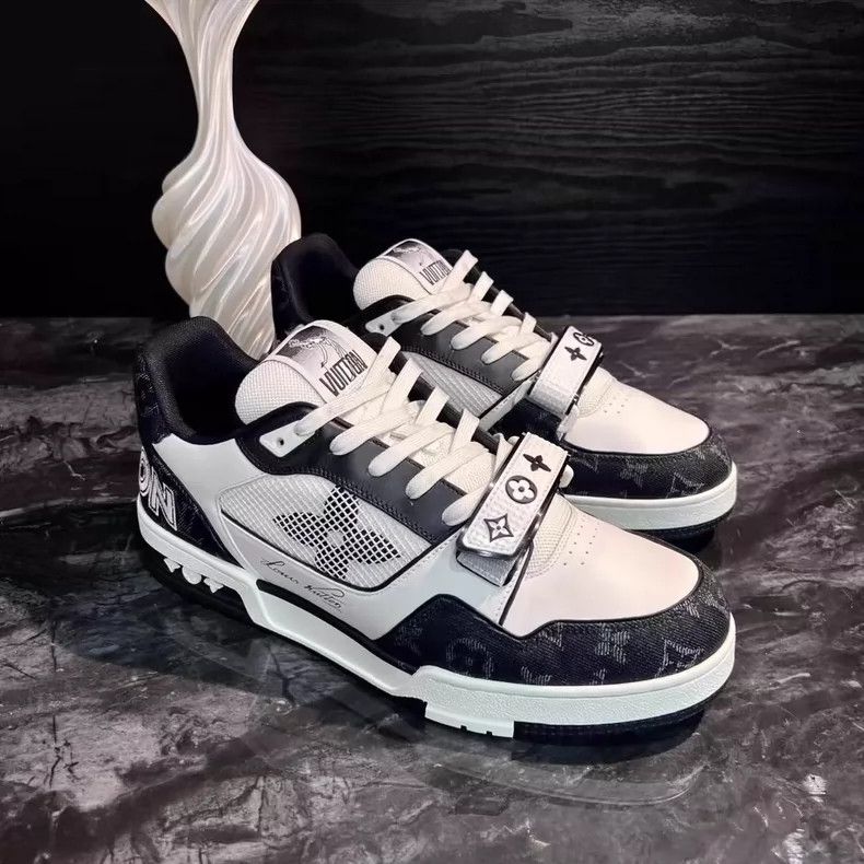 Louis Vuitton Black and White Velcro Trainer Sneakers-yf Size US 10.5 / EU 43-44 - 3 Thumbnail