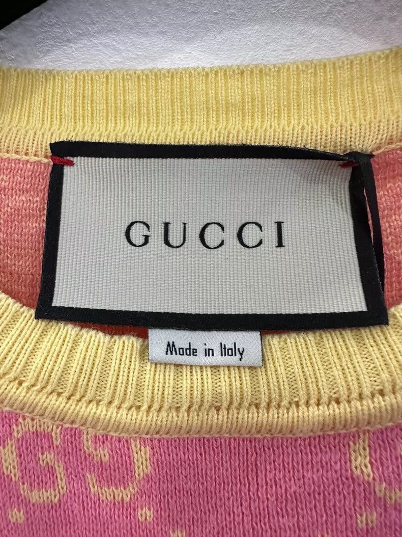 Gucci Gucci Pink Logo Knitted Short Sleeve Top-yf Size US XXS / EU 40 - 4 Thumbnail