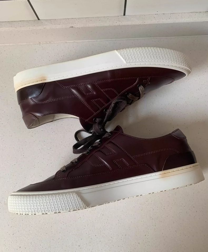 Hermes Hermes Burgundy Leather Sneakers Size 42-yf Size US 9 / EU 42 - 4 Thumbnail