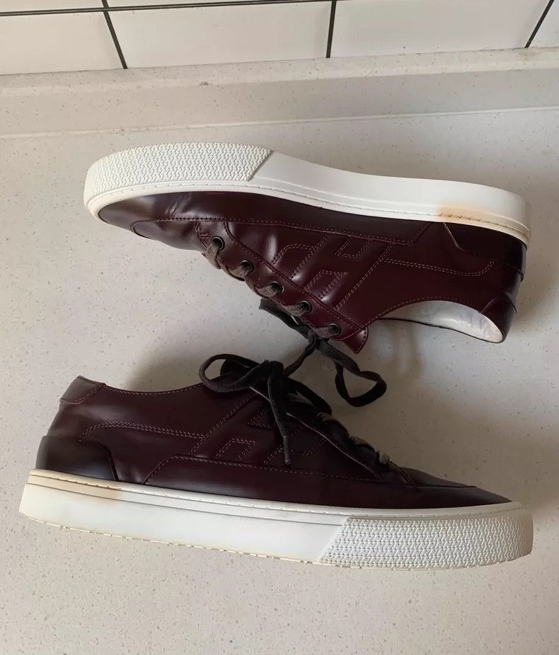 Hermes Hermes Burgundy Leather Sneakers Size 42-yf Size US 9 / EU 42 - 3 Thumbnail