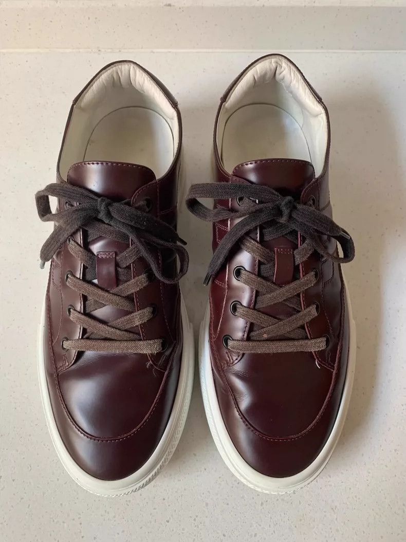 Hermes Hermes Burgundy Leather Sneakers Size 42-yf Size US 9 / EU 42 - 2 Thumbnail