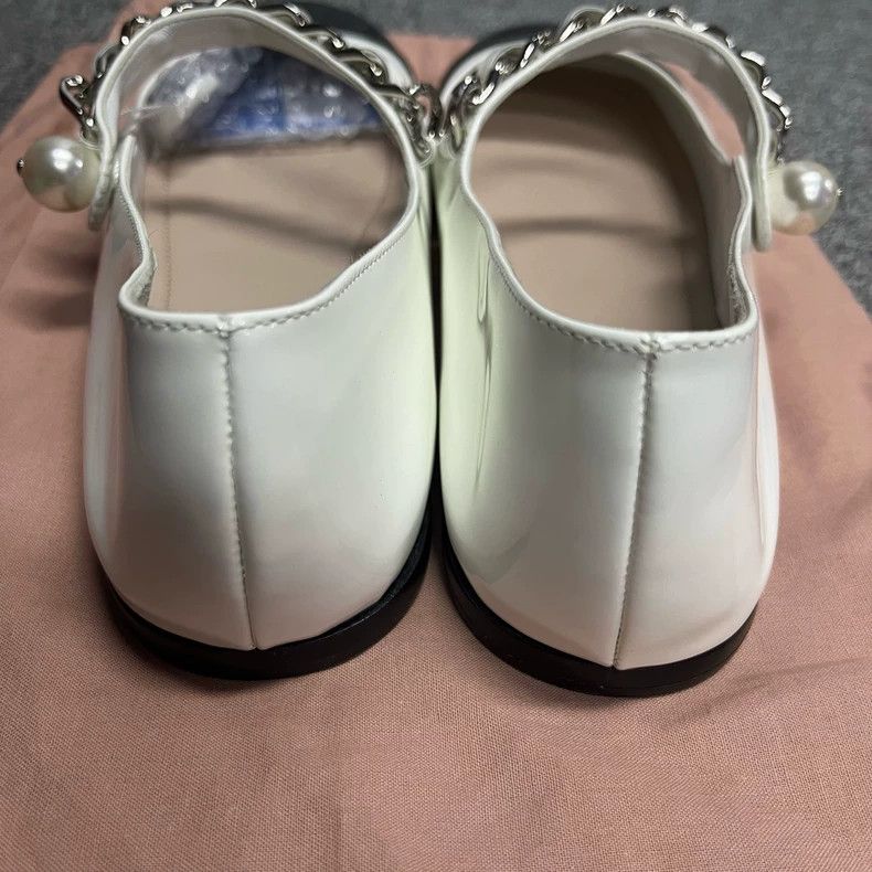 Miu Miu Miu Miu Black and White Leather Flats-yf Size US 7 / EU 40 - 3 Thumbnail