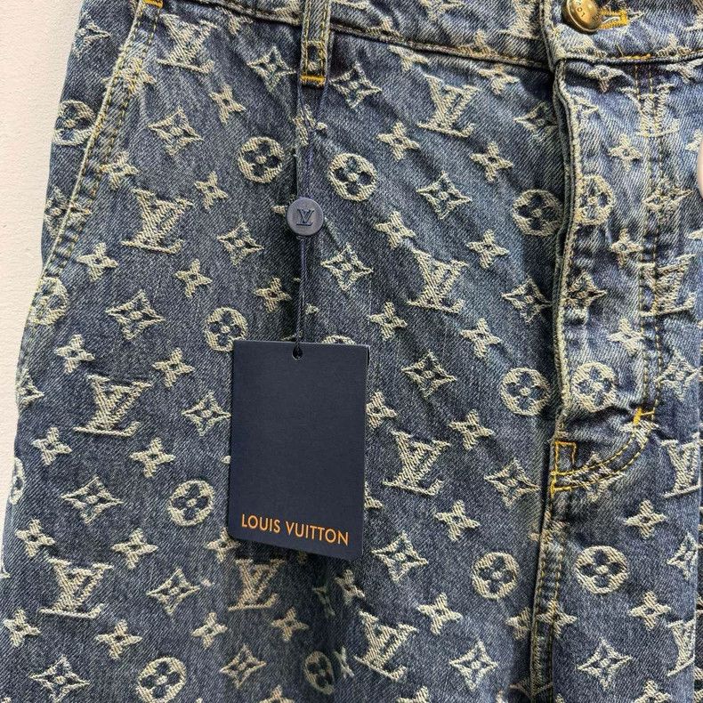 Louis Vuitton Louis Vuitton Patterned Denim Pants with Logo-yf Size US 33 - 2 Thumbnail
