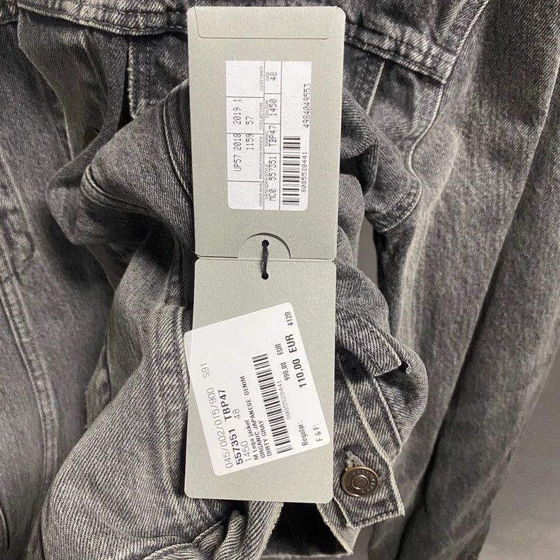 Balenciaga Balenciaga Black Gray Logo Denim Jacket-yf Size US L / EU 52-54 / 3 - 8 Thumbnail