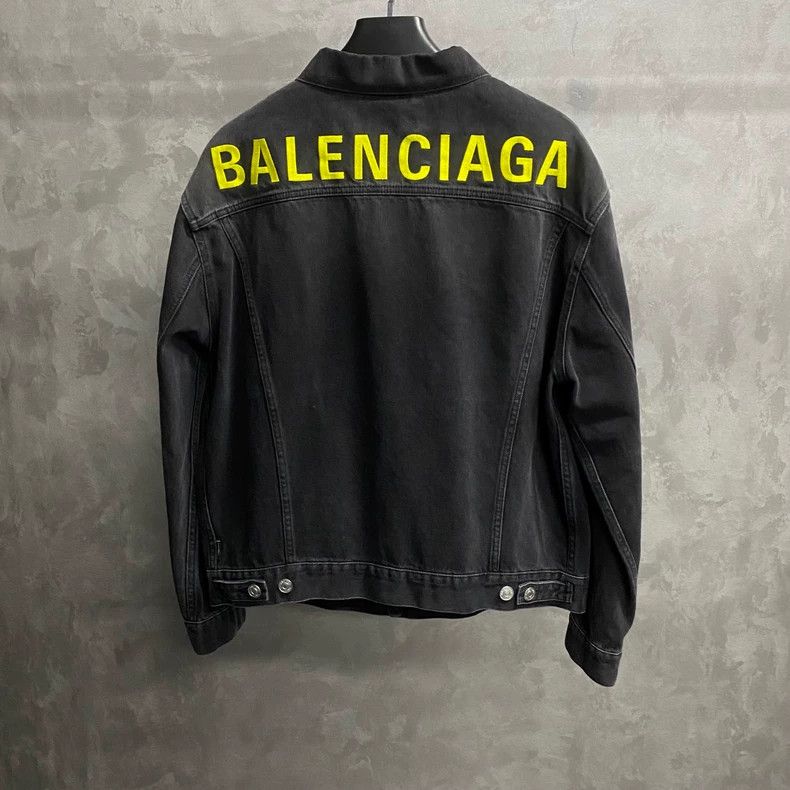 Balenciaga Balenciaga Black Green Embroidered Denim Jacket-yf Size US M / EU 48-50 / 2 - 2 Thumbnail