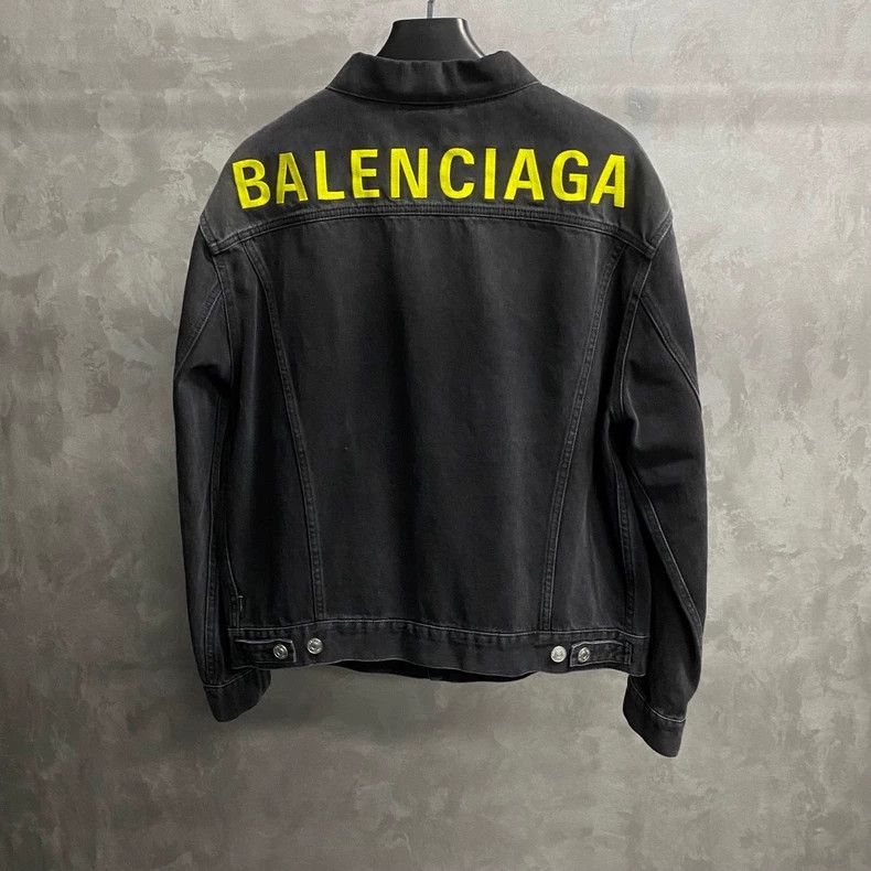 Balenciaga Balenciaga Black Green Logo Denim Jacket-yf Size US L / EU 52-54 / 3 - 2 Thumbnail