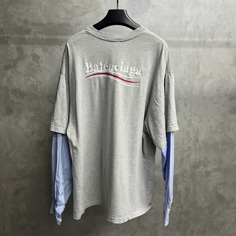 Balenciaga Gray Casual Long Sleeve T-Shirt Balenciaga-yf Size US XS / EU 42 / 0 - 5 Thumbnail