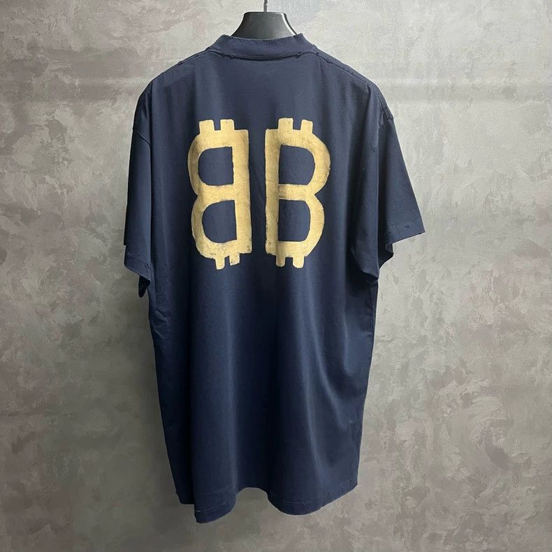 Balenciaga Balenciaga Blue Letter Print Short Sleeve Shirt-yf Size US S / EU 44-46 / 1 - 5 Thumbnail