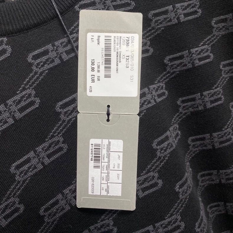 Balenciaga Balenciaga Black Logo Pattern Knit Sweater-yf Size US S / EU 44-46 / 1 - 6 Thumbnail