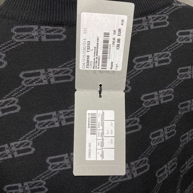 Balenciaga Balenciaga Black Logo Pattern Knit Sweater-yf Size US S / EU 44-46 / 1 - 8 Thumbnail