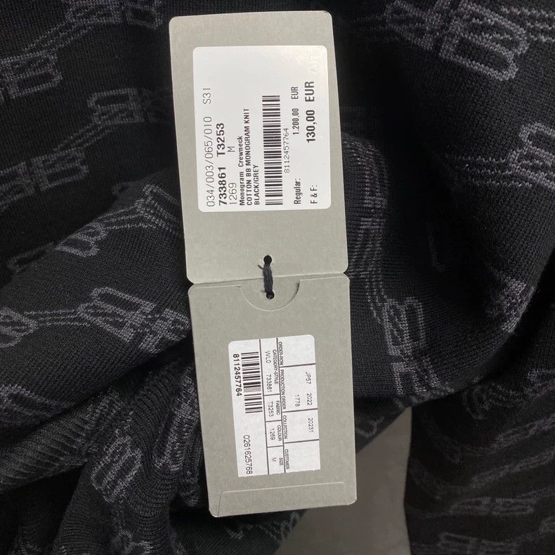 Balenciaga Balenciaga Black Logo Pattern Knit Sweater-yf Size US S / EU 44-46 / 1 - 7 Thumbnail