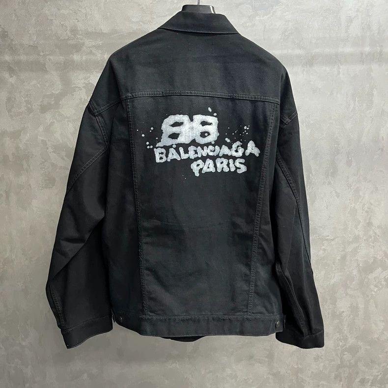 Balenciaga Black Printed Long Sleeve Button-Up Jacket-yf Size US S / EU 44-46 / 1 - 4 Thumbnail