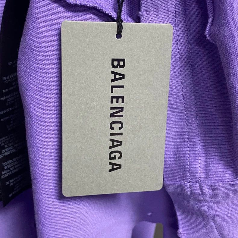 Balenciaga Balenciaga Lavender Purple Distressed Logo T-shirt-yf Size US XS / EU 42 / 0 - 4 Thumbnail