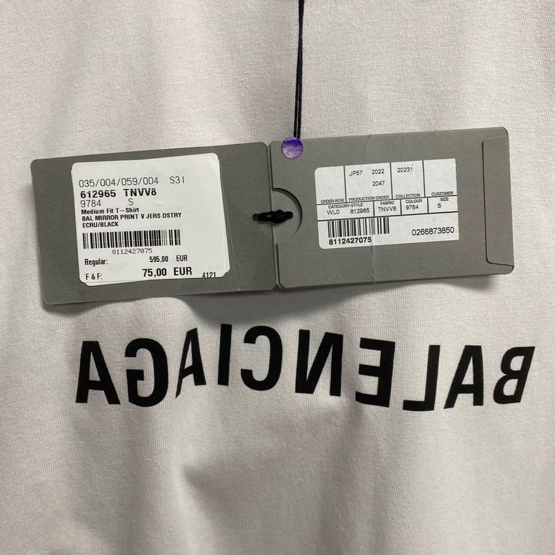 Balenciaga Balenciaga White Logo Printed Short Sleeve Shirt-yf Size US S / EU 44-46 / 1 - 5 Thumbnail