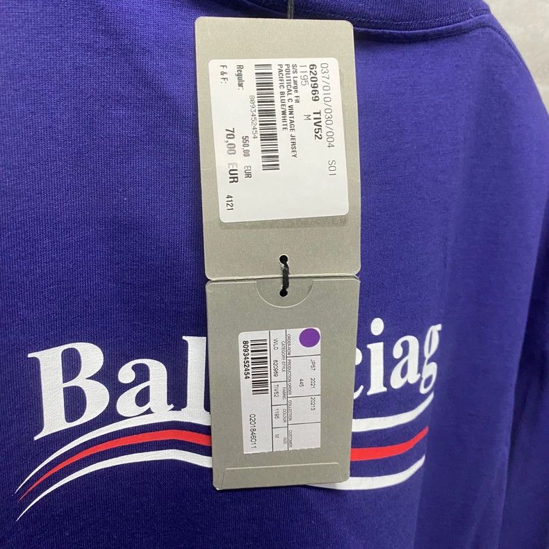 Balenciaga Balenciaga Blue Logo Short Sleeve Shirt-yf Size US S / EU 44-46 / 1 - 7 Thumbnail