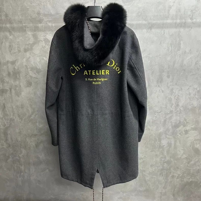 Dior Dior Gray Logo Fur Collar Oversized Jacket-yf Size US XL / EU 56 / 4 - 2 Thumbnail