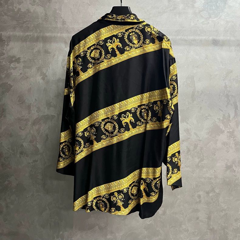 Versace Versace Black Gold Baroque Long Sleeve Shirt-yf Size US L / EU 52-54 / 3 - 4 Thumbnail