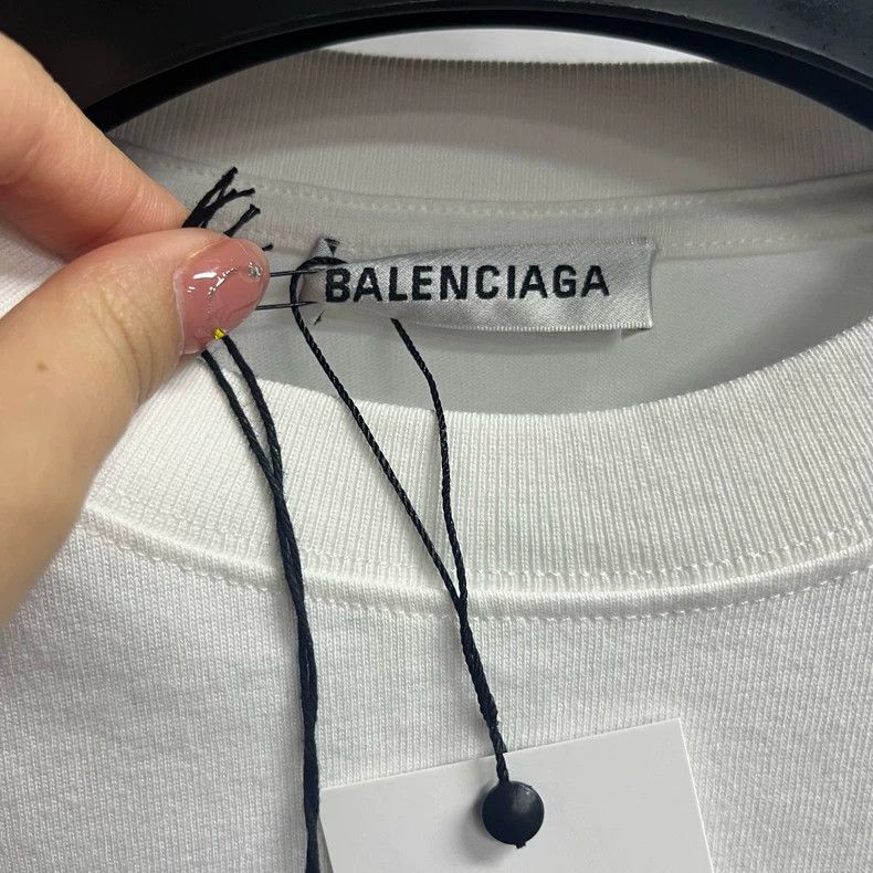 Balenciaga Balenciaga White Logo Print Short Sleeve T-shirt-yf Size US M / EU 48-50 / 2 - 2 Thumbnail