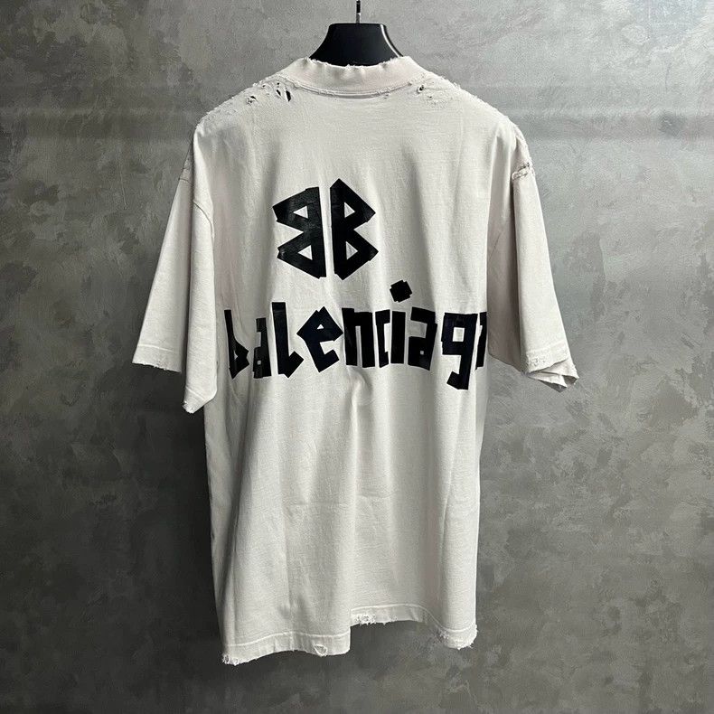 Balenciaga Balenciaga White Letter Print Short Sleeve T-Shirt-yf Size US S / EU 44-46 / 1 - 5 Thumbnail
