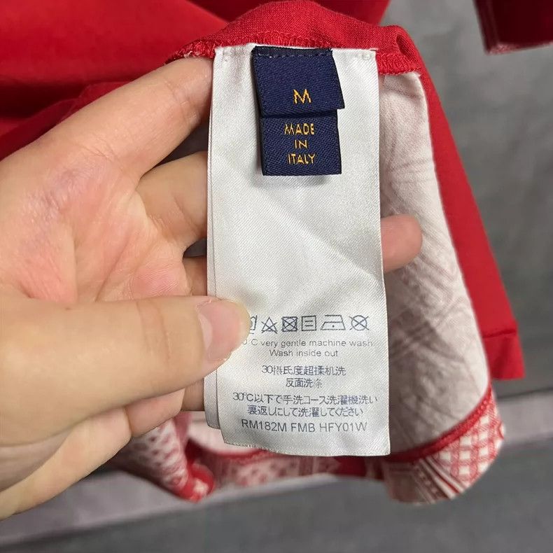 Louis Vuitton Red Poker Print Short Sleeve Shirt-yf