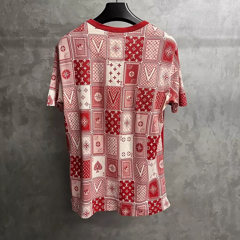 Louis Vuitton Red Poker Print Short Sleeve Shirt-yf