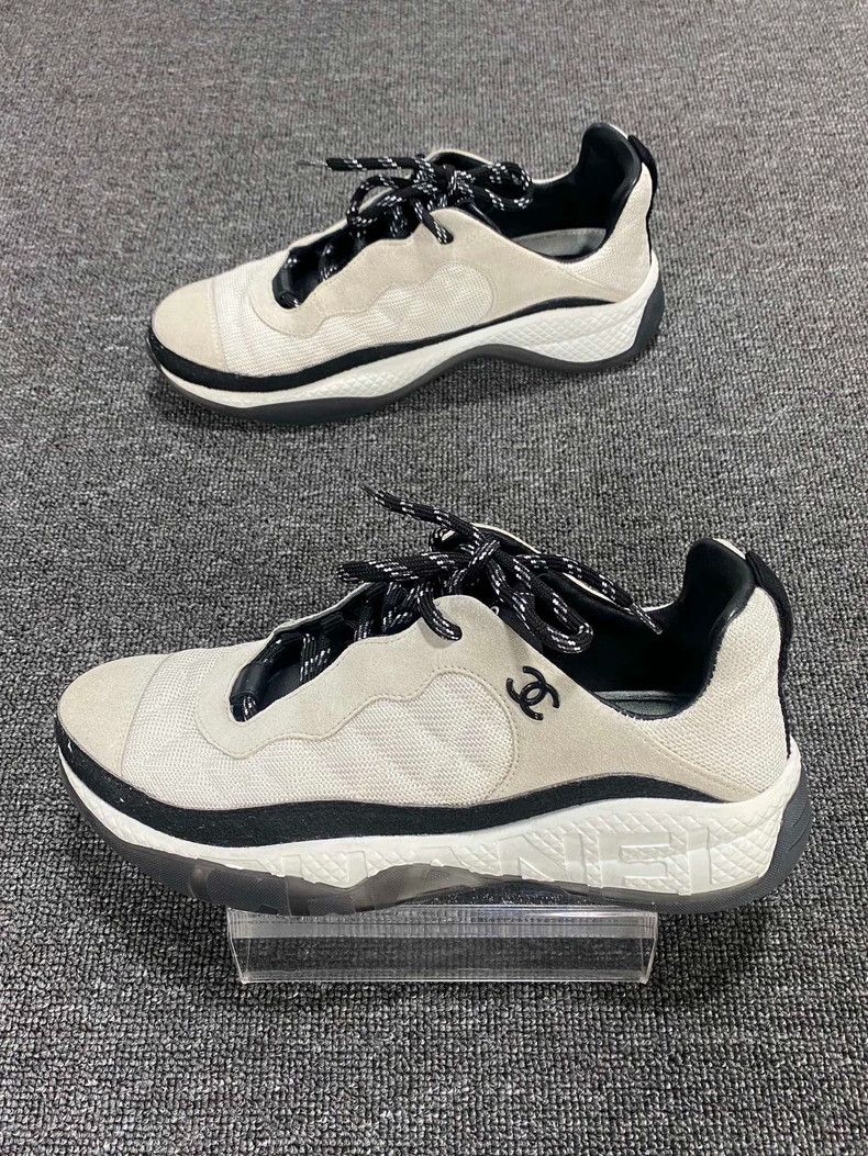 Chanel Chanel Logo Athletic Sneakers in Beige-yf Size US 10 / EU 43 - 2 Thumbnail