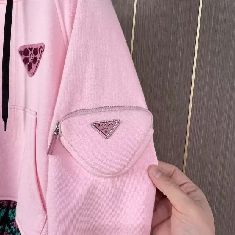Prada Prada Pink Hoodie with Knit Detail-yf Size US S / EU 44-46 / 1 - 4 Thumbnail