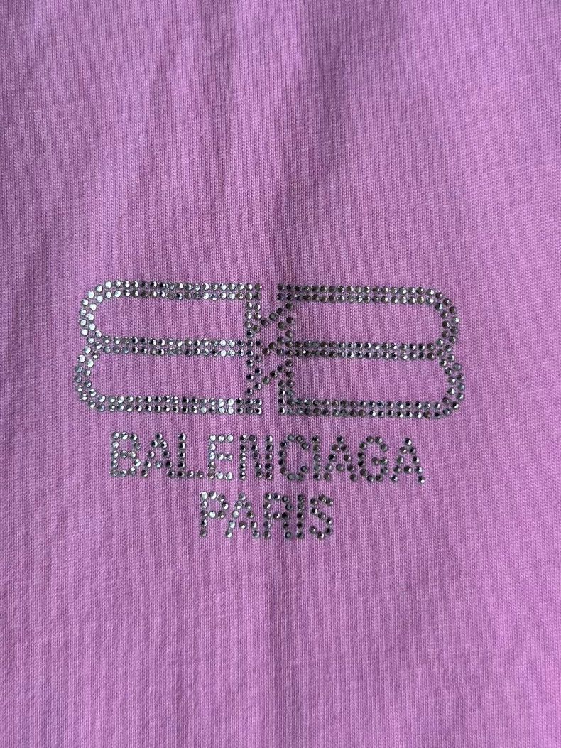 Balenciaga Balenciaga Pink Rhinestone Short Sleeve T-Shirt-yf Size US XS / EU 42 / 0 - 2 Thumbnail