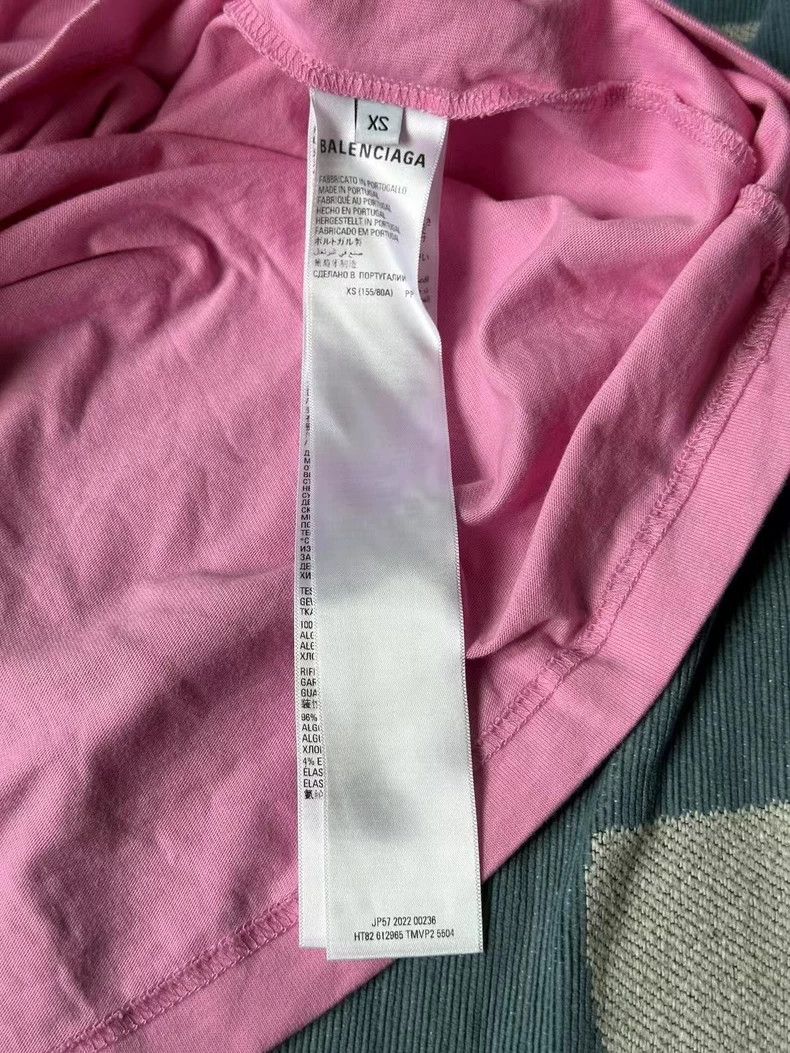 Balenciaga Balenciaga Pink Rhinestone Short Sleeve T-Shirt-yf Size US XS / EU 42 / 0 - 4 Thumbnail