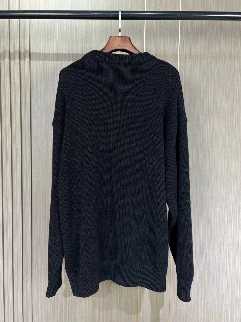 Balenciaga Balenciaga Black Embroidered Crown Knit Sweater-yf Size US M / EU 48-50 / 2 - 2 Thumbnail