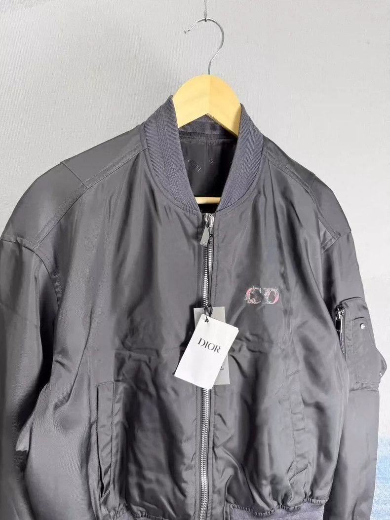 Dior Dior Black Gray Floral Embroidered Bomber Jacket-yf Size US XXL / EU 58 / 5 - 2 Thumbnail