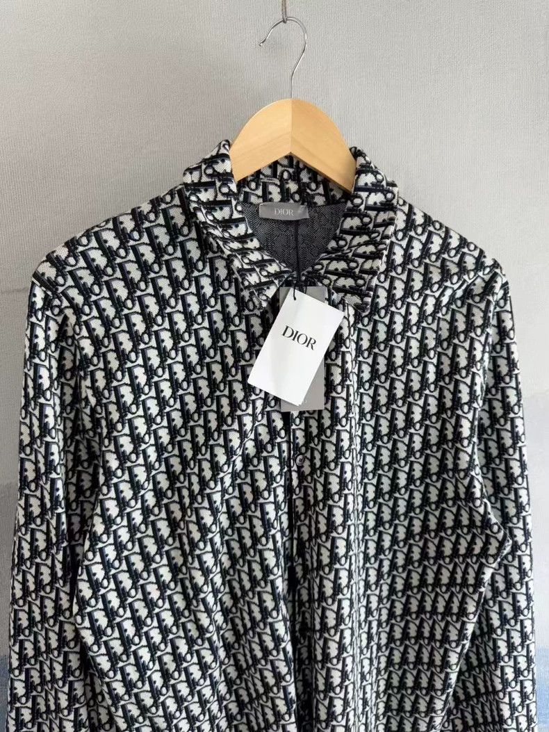 Dior Oblique Navy Blue Printed Cotton Shirt-yf