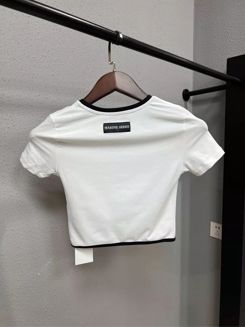 Marine Serre Marine Serre White Moon Logo Short Sleeve Top-yf Size US M / EU 48-50 / 2 - 2 Thumbnail