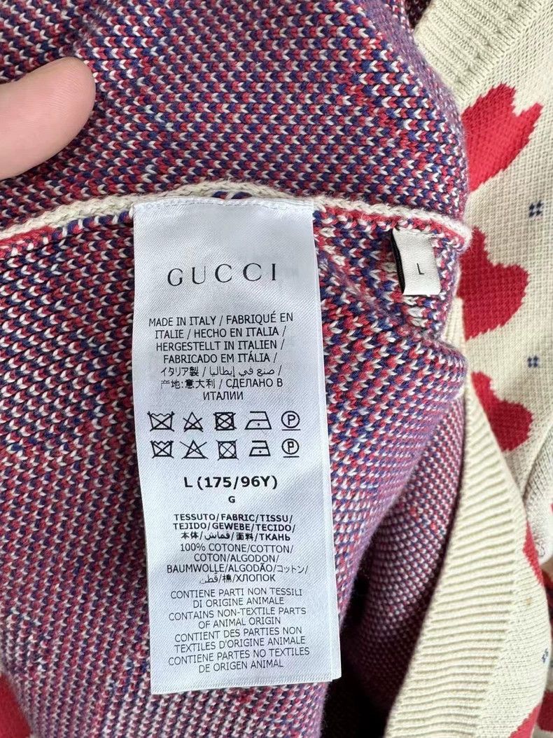 Gucci Gucci White Heart Pattern Knit Cardigan-yf Size US L / EU 52-54 / 3 - 4 Thumbnail