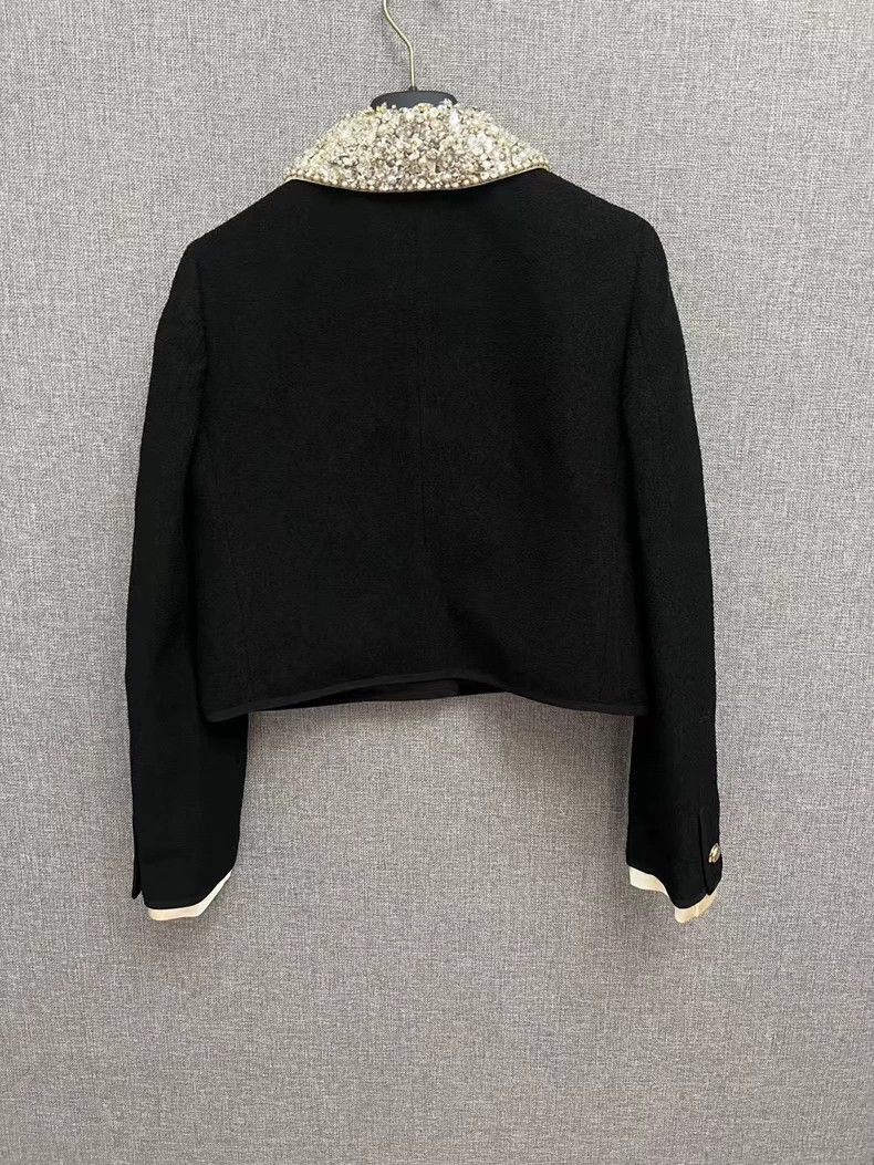Miu Miu Miu Miu Black Wool Jacket with Glitter Collar-yf Size US M / EU 48-50 / 2 - 2 Thumbnail