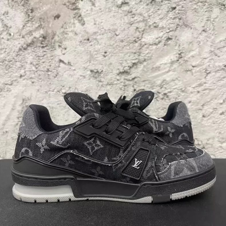 Louis Vuitton Louis Vuitton LV Trainer Black Denim Sneakers-yf Size US 5.5 / EU 38 - 4 Thumbnail