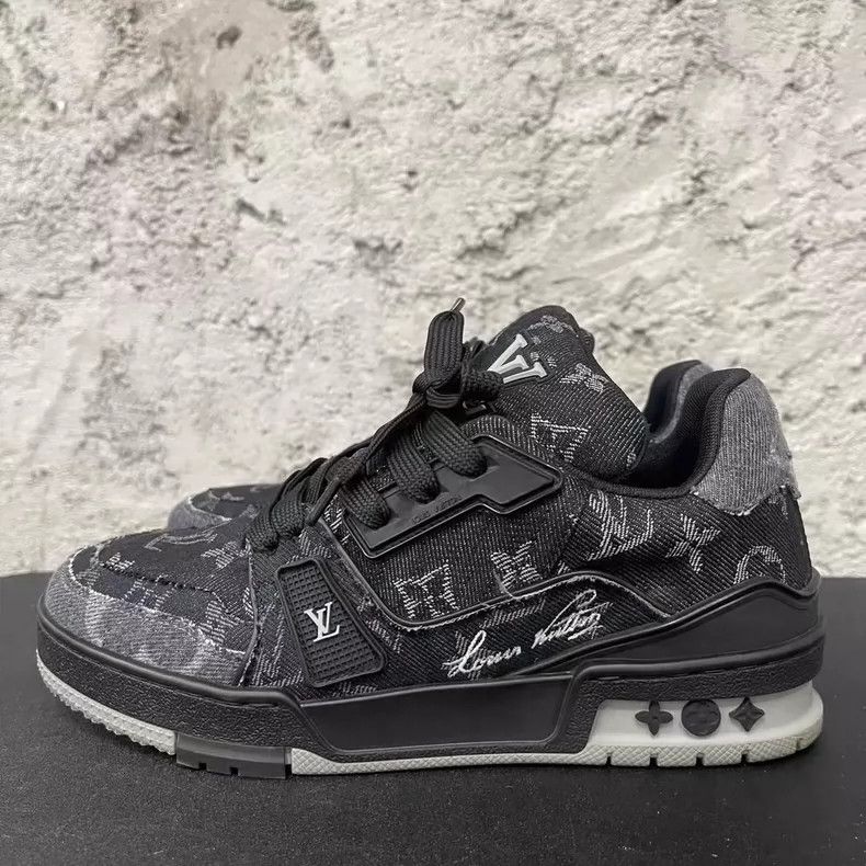 Louis Vuitton Louis Vuitton LV Trainer Black Denim Sneakers-yf Size US 5.5 / EU 38 - 2 Thumbnail