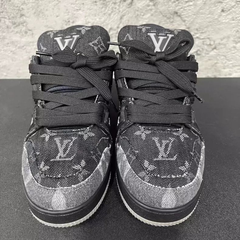 Louis Vuitton Louis Vuitton LV Trainer Black Denim Sneakers-yf Size US 5.5 / EU 38 - 6 Thumbnail